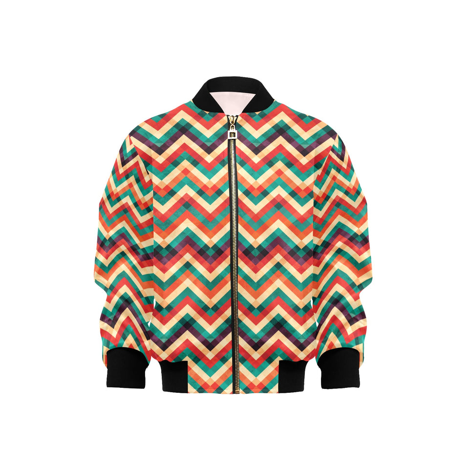 zigzag chevron colorful pattern Kids' Boys' Girls' Bomber Jacket