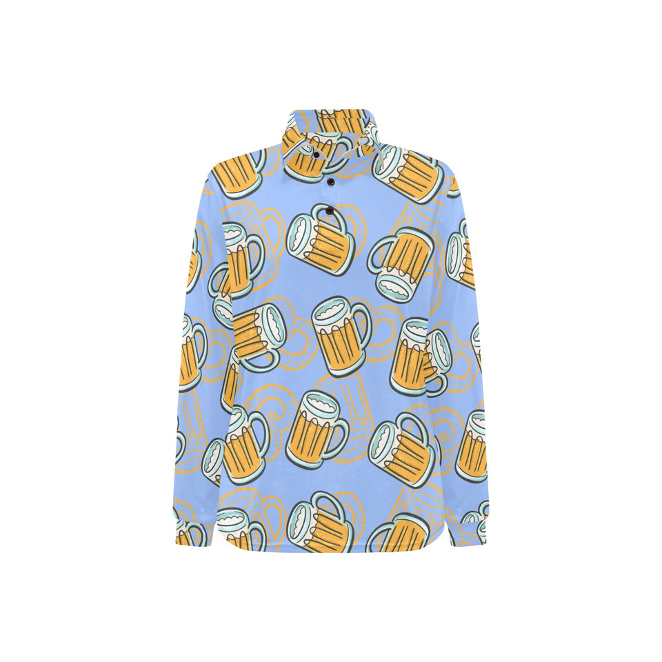 Beer pattern Women's Long Sleeve Polo Shirt