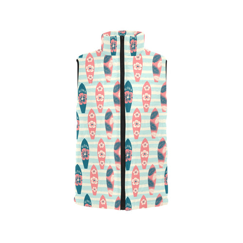 Surfboard Pattern Print Design 02 Women's Padded Vest