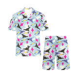 Stingray Pattern Print Design 01 Men's V-Neck Short Pajama Set