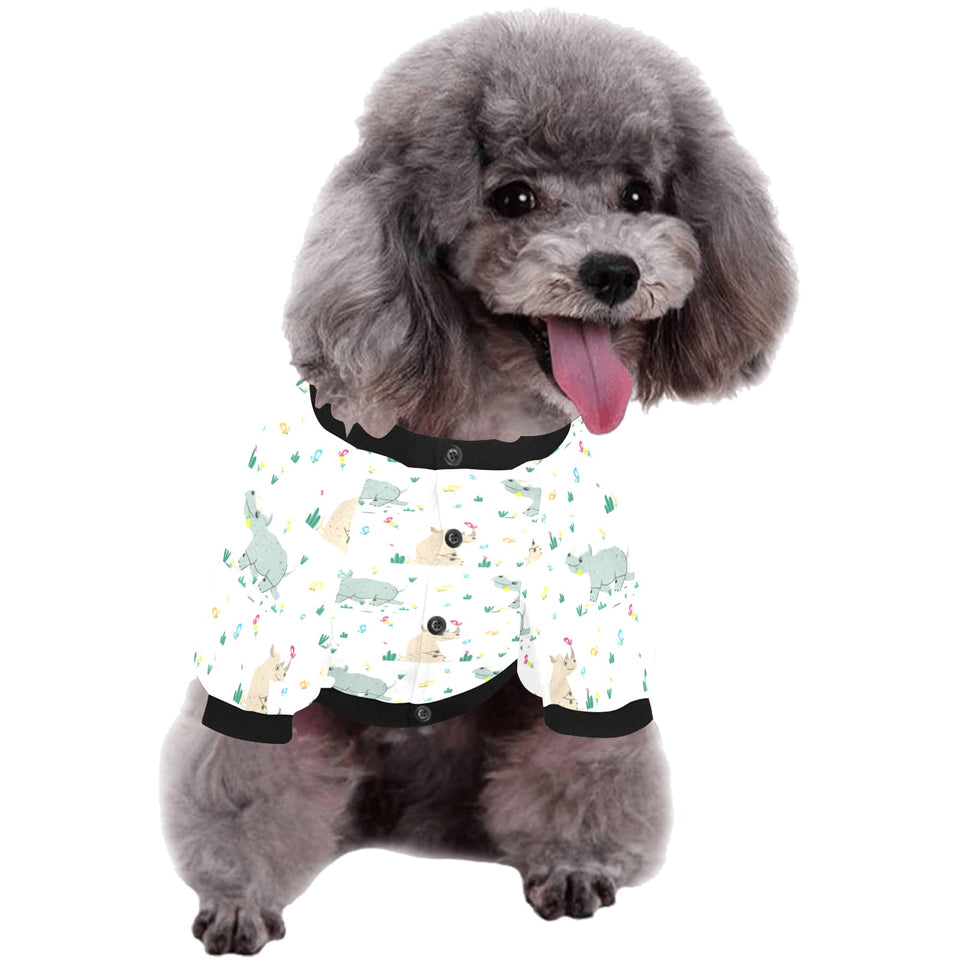 Cute Rhino pattern All Over Print Pet Dog Round Neck Fuzzy Shirt