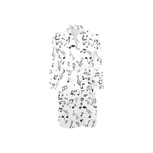 Music Notes Pattern Print Design 04 Men's Long Sleeve Belted Night Robe
