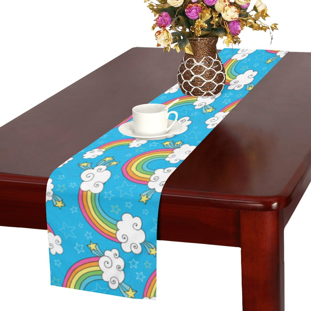 Rainbows Sky Clouds Pattern Table Runner