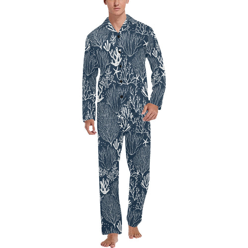 Coral Reef Pattern Print Design 05 Men's Long Pajama Set