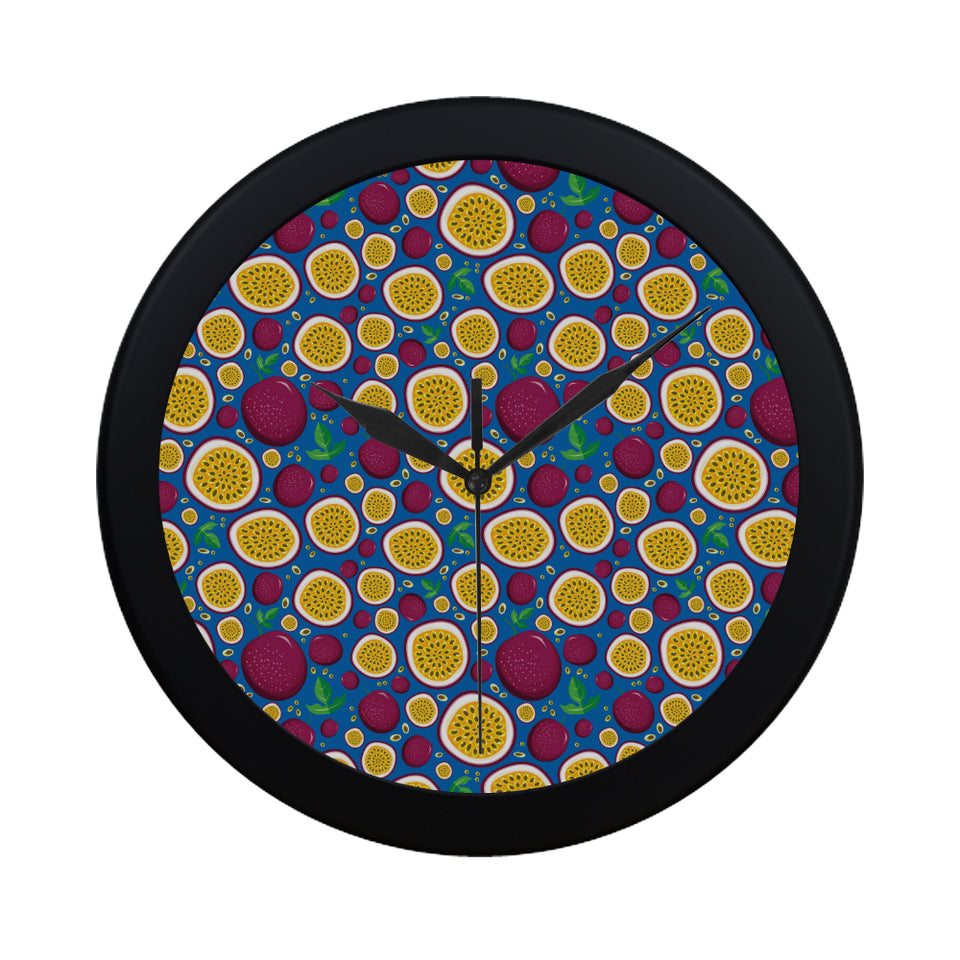 Passion fruit blue background Elegant Black Wall Clock