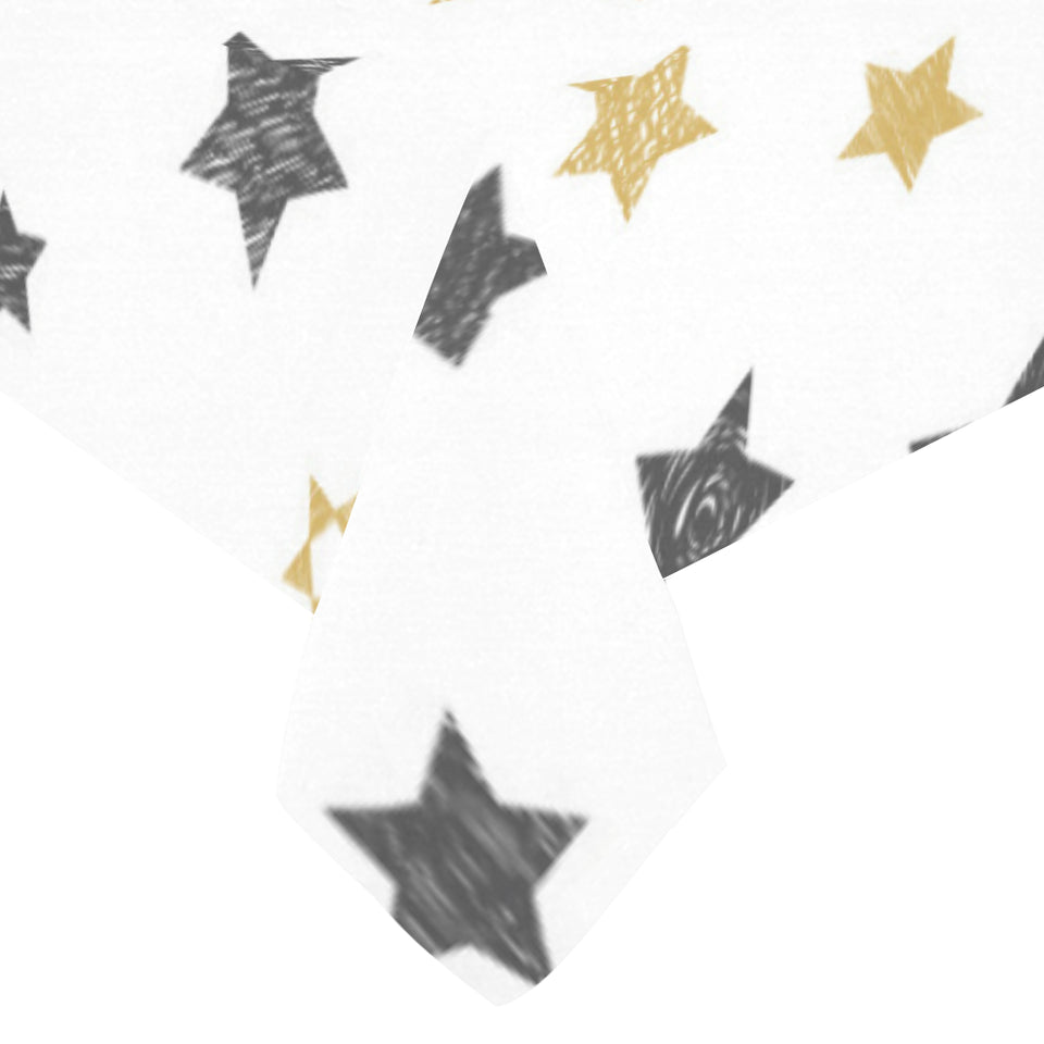 hand drawn gold black star pattern Tablecloth