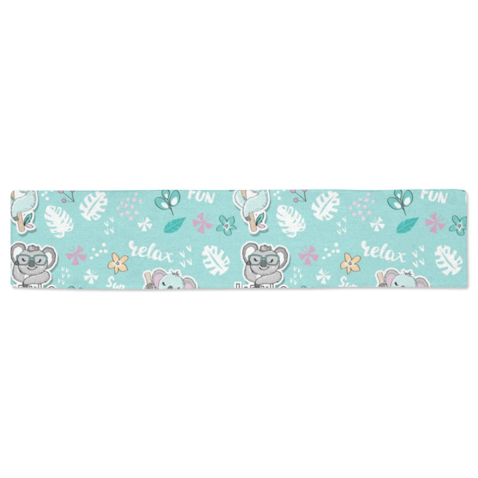 Cute koalas blue background pattern Table Runner
