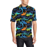Colorful shark Men's All Over Print Polo Shirt