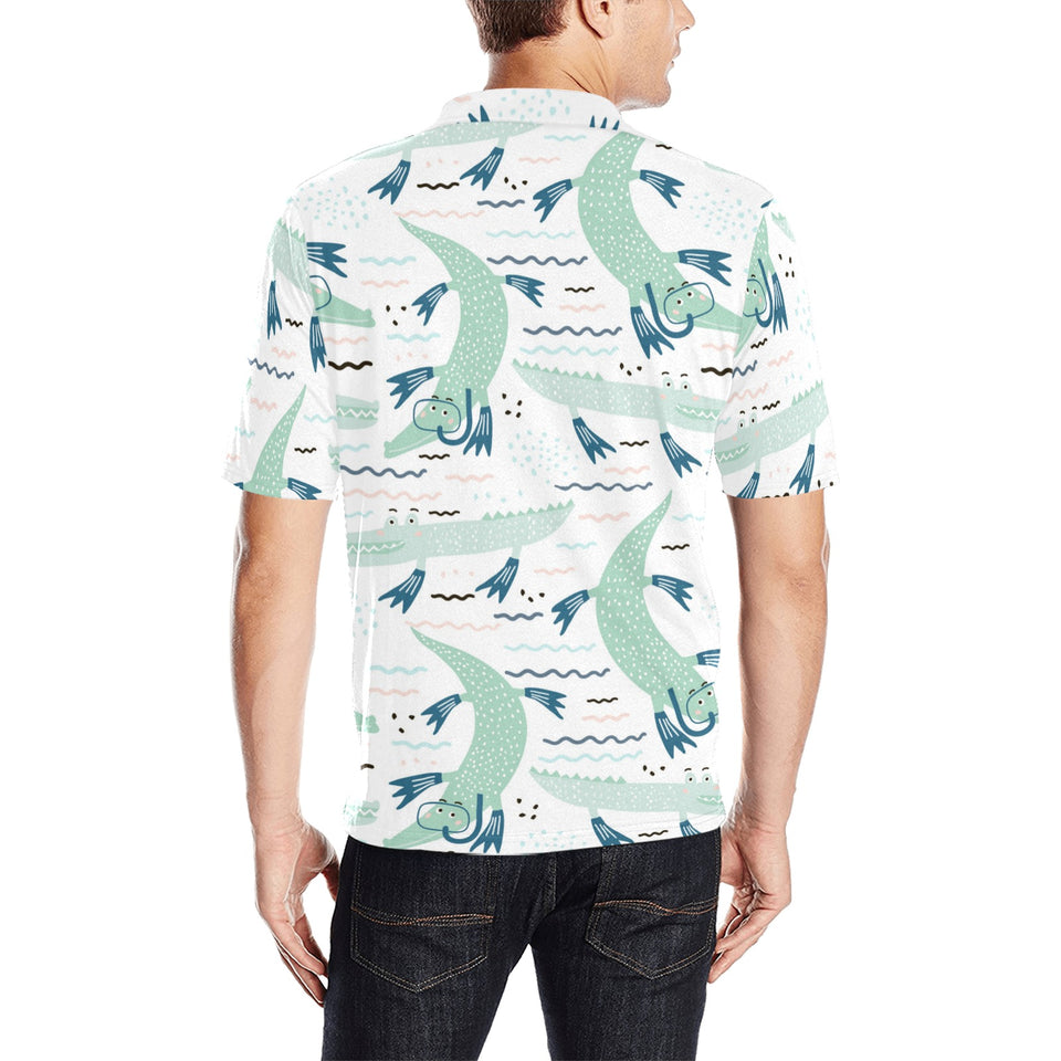 Crocodile diver pattern Men's All Over Print Polo Shirt