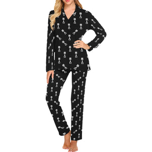 Engine Piston Black Theme Pattern Print Design 03 Women's Long Pajama Set
