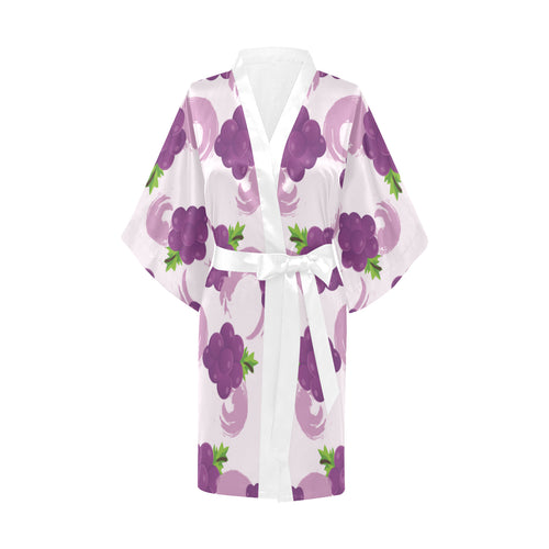 Cute Grape pattern Women's Short Kimono Robe