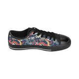 Blue red dragon cloud pattern Men's Low Top Canvas Shoes Black