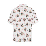 Cute pugs pink heart paw pattern Men's All Over Print Hawaiian Shirt