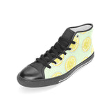 slice of lemon pattern Women's High Top Canvas Shoes Black