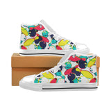 watercolor bowling ball pins Men's High Top Canvas Shoes White