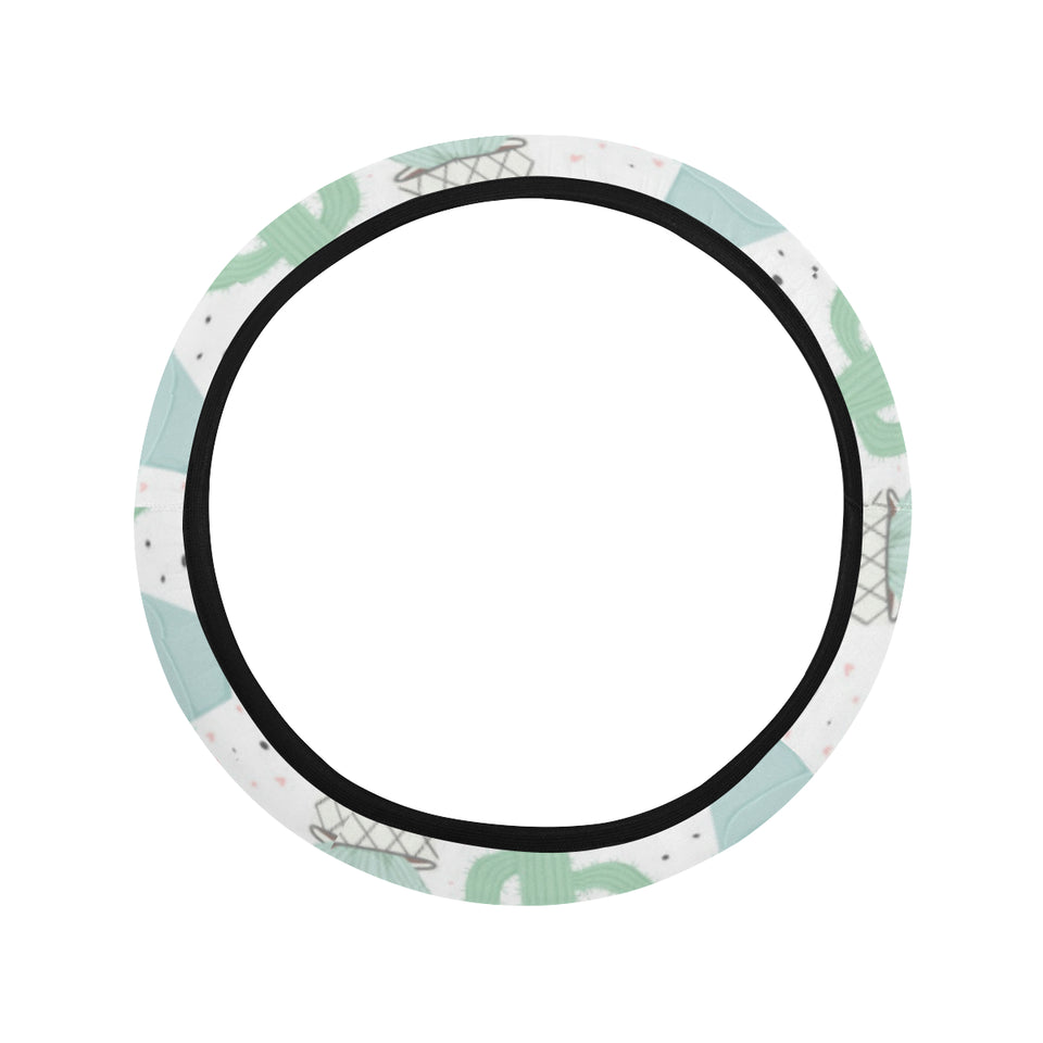 Pastel color cactus pattern Car Steering Wheel Cover