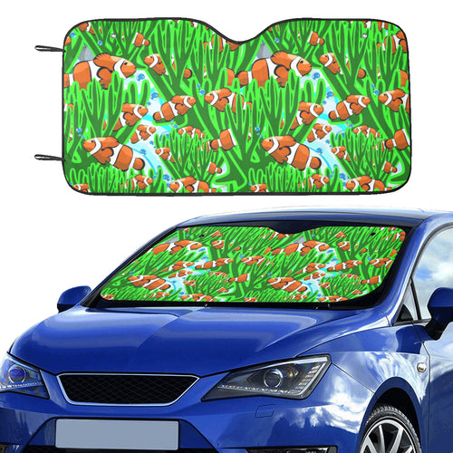 Clown Fish Pattern Print Design 01 Car Sun Shade