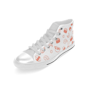 Sushi pattern Men's High Top Canvas Shoes White