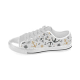 Anchors Rudders pattern Men's Low Top Shoes White