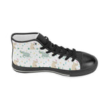 Cute Rhino pattern Women's High Top Canvas Shoes Black