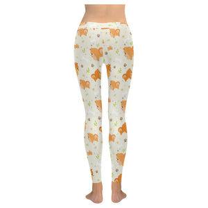 Cute brown pomeranian paw leave bone Women's Legging Fulfilled In US