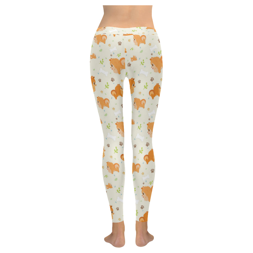 Cute brown pomeranian paw leave bone Women's Legging Fulfilled In US