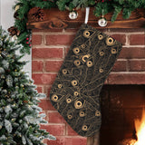 Gold peacock feather pattern Christmas Stocking