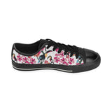 Toucan flower design pattern Men's Low Top Canvas Shoes Black