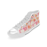Hand drawn heart design pattern Men's High Top Canvas Shoes White