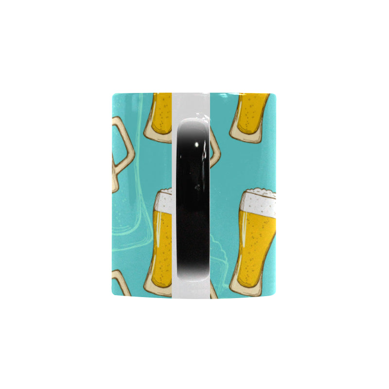 Beer pattern green background Morphing Mug Heat Changing Mug