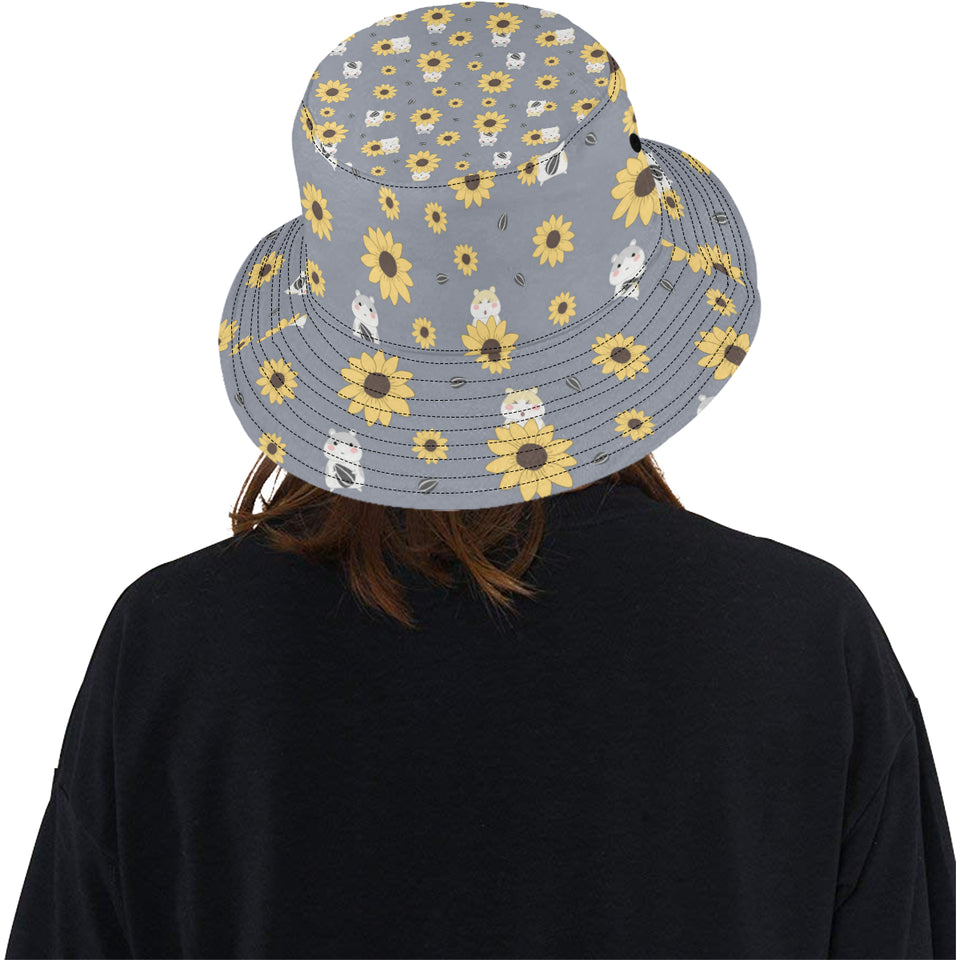 Cute hamster sunflower pattern background Unisex Bucket Hat