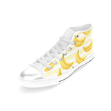 Banana pattern blackground Women's High Top Canvas Shoes White