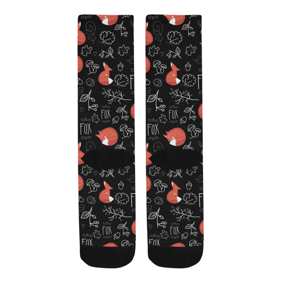 fox sleeping fox pattern Crew Socks
