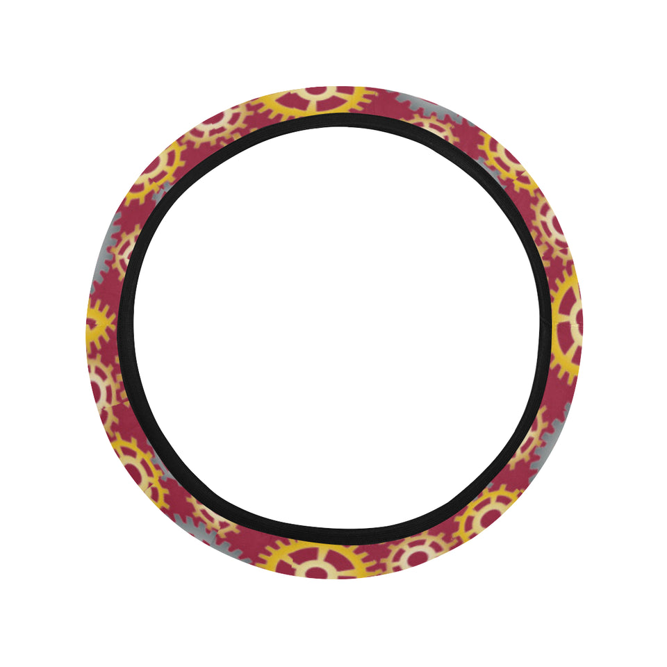 Gear Pattern Print Design 04 Car Steering Wheel Cover