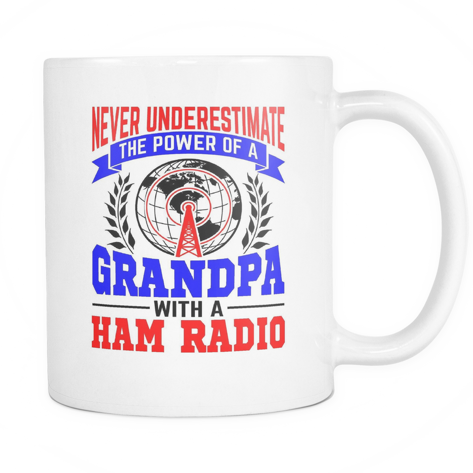 White Mug-Never Underestimate The Power of a Grandpa With a Ham Radio V.2 ccnc001 hr0030