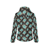 Sea turtle blue stone pattern Women's Padded Hooded Jacket