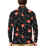 fox sleeping fox pattern Men's Long Sleeve Polo Shirt