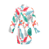 Watercolor bowling pattern Women's Long Sleeve Belted Night Robe