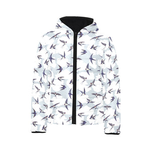 Swallow Pattern Print Design 05 Kids' Boys' Girls' Padded Hooded Jacket