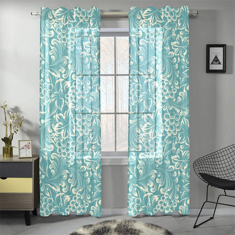 Classic Hand drawn Grape pattern Gauze Curtain
