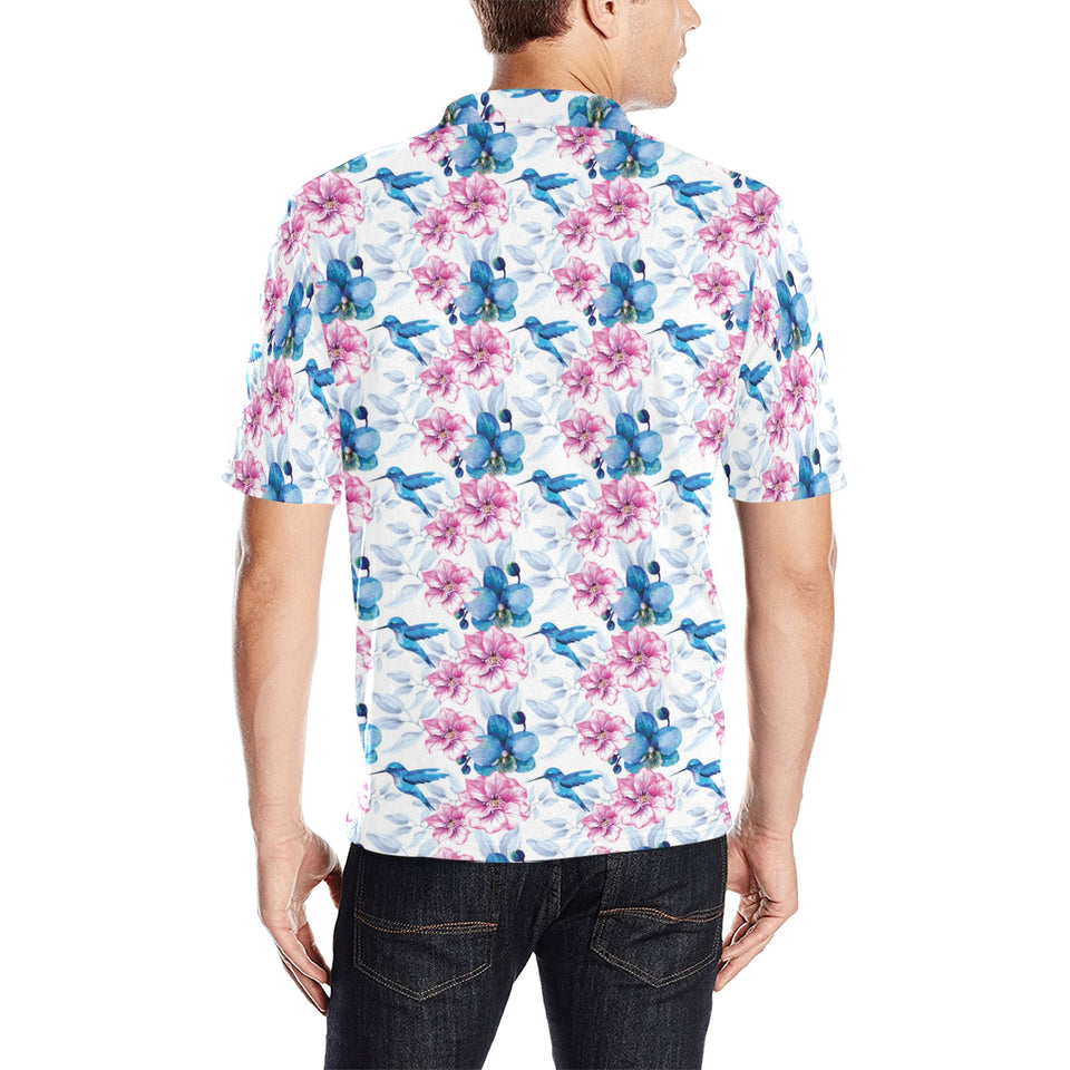Hummingbird Pattern Print Design 02 Men's All Over Print Polo Shirt
