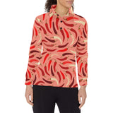 Beautiful Chili peppers pattern Women's Long Sleeve Polo Shirt
