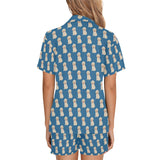 Golden Retriever Pattern Print Design 03 Women's V-Neck Short Pajama Set