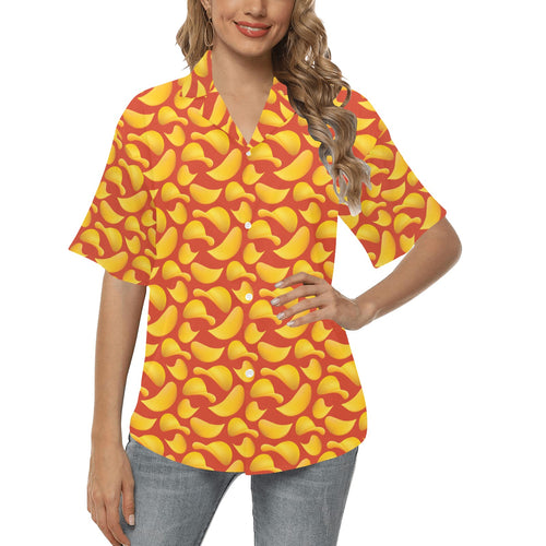 Potato Chips Pattern Print Design 05 Women's All Over Print Hawaiian Shirt