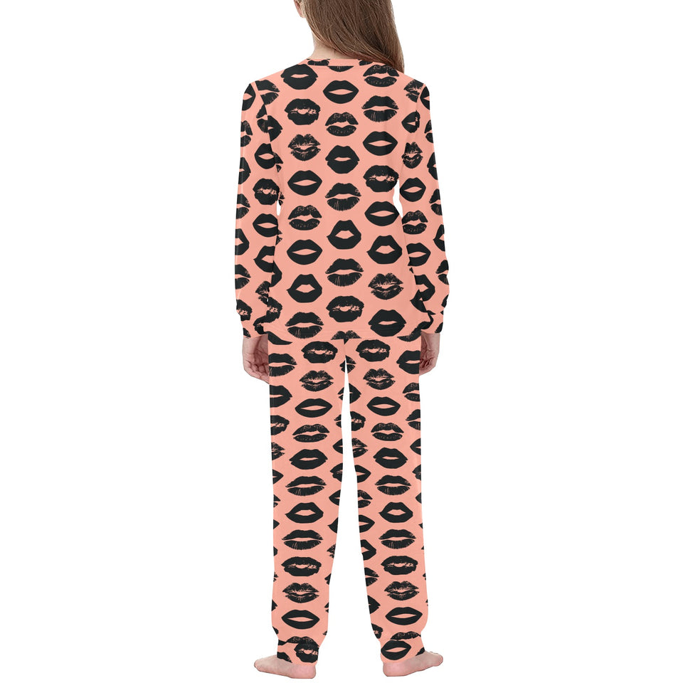 Lips Pattern Print Design 02 Kids' Boys' Girls' All Over Print Pajama Set