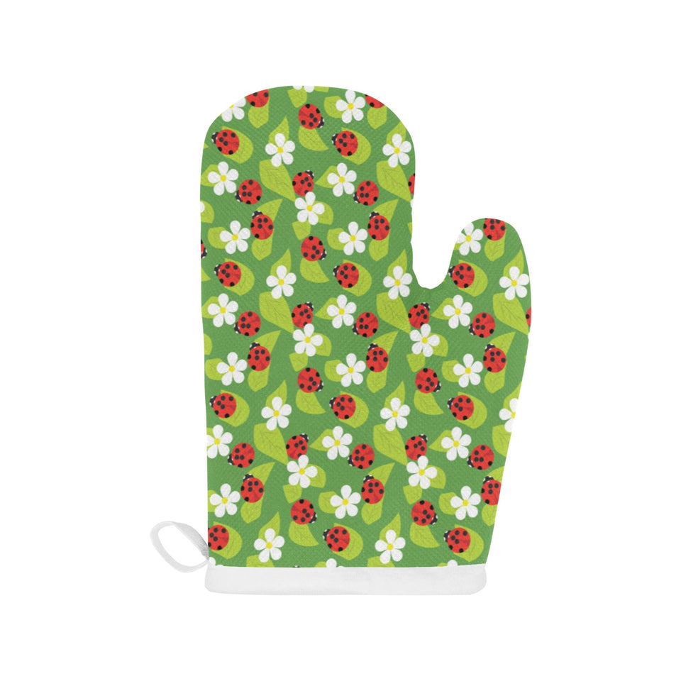 Ladybug Pattern Print Design 01 Heat Resistant Oven Mitts