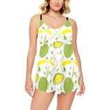 Durian pattern background Chest Sexy Pleated Two Piece Swim Dress