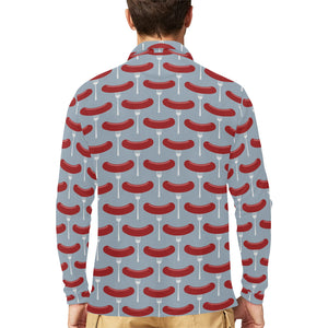 Sausage Pattern Print Design 02 Men's Long Sleeve Polo Shirt
