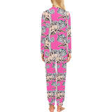 Chameleon lizard pattern pink background Women's All Over Print Pajama Set