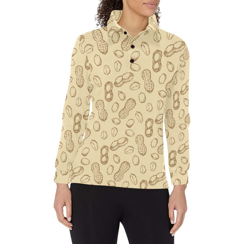 hand drawn peanuts pattern Women's Long Sleeve Polo Shirt